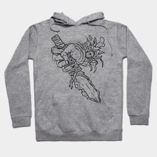 Scary Hands Monster Horror Black Lineart Hoodie